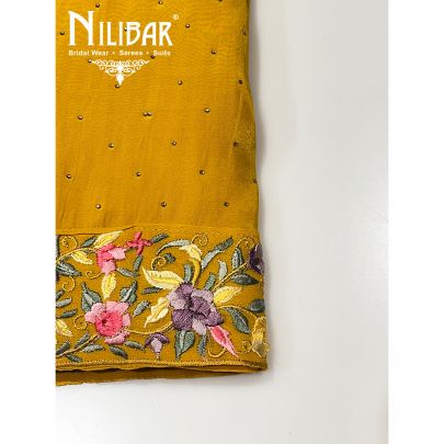 Mustard Yellow Crepe Unstitched Suit