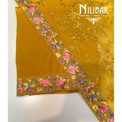 Mustard Yellow Crepe Unstitched Suit