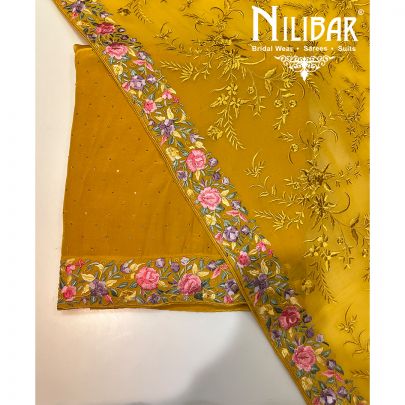 Mustard Yellow Crepe Unstitched Suit