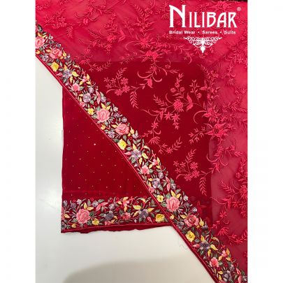 Spanish Carmine Crepe Unstitched Suit