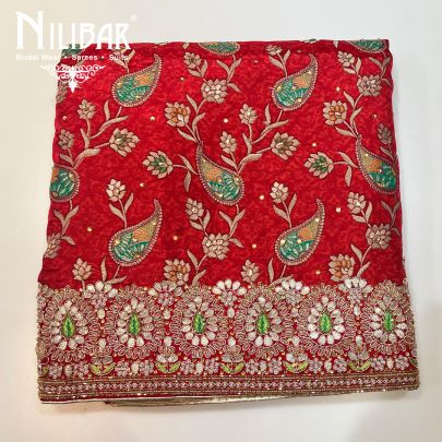 Cranberry Red Crepe Unstitched Suit