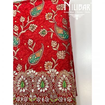 Cranberry Red Crepe Unstitched Suit