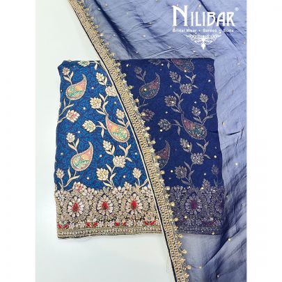 Royal Blue Crepe Unstitched Suit