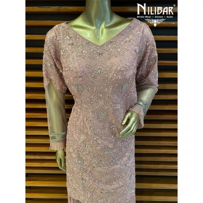 Blush Pink Silk and Georgette Jaffa Pant Suit