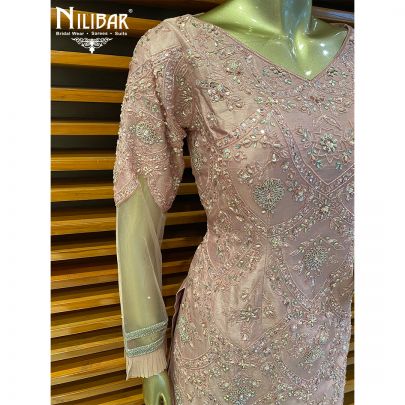 Blush Pink Silk and Georgette Jaffa Pant Suit