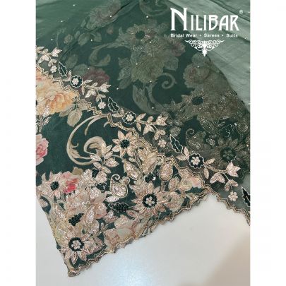 Bottle Green Crepe Unstitched Suit