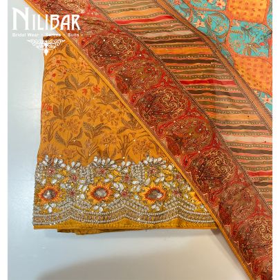 Mustard Yellow Crepe Unstitched Suit