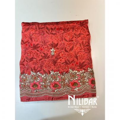 Indian Red Crepe Unstitched Suit