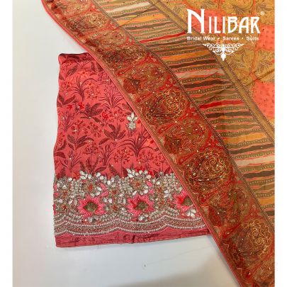 Indian Red Crepe Unstitched Suit