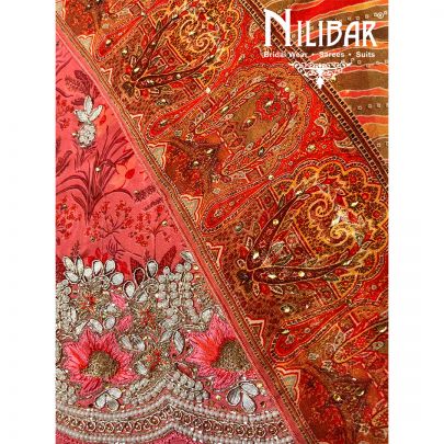 Indian Red Crepe Unstitched Suit