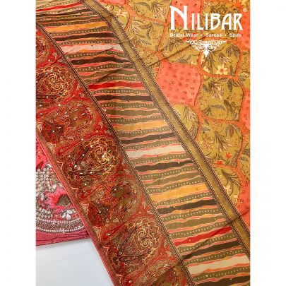 Indian Red Crepe Unstitched Suit