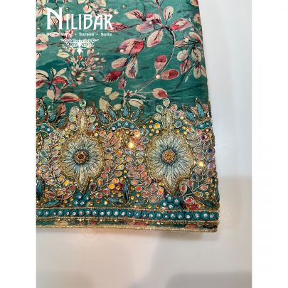 Sea Green Crepe Unstitched Suit