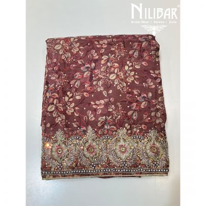 Garnet Pink Crepe Unstitched Suit