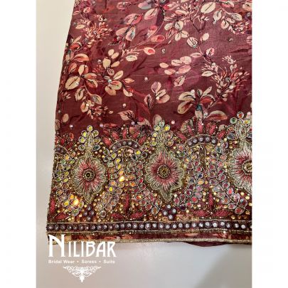 Garnet Pink Crepe Unstitched Suit
