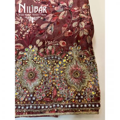 Garnet Pink Crepe Unstitched Suit