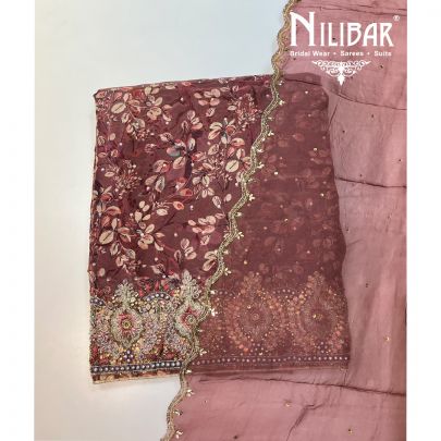 Garnet Pink Crepe Unstitched Suit