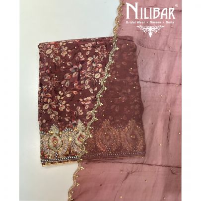 Garnet Pink Crepe Unstitched Suit