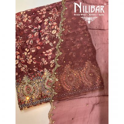 Garnet Pink Crepe Unstitched Suit