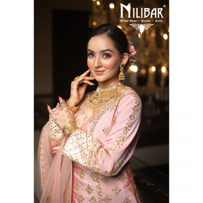 Pastel Pink Silk Bridal Lehenga