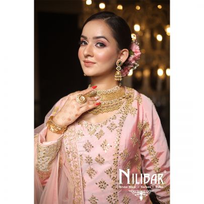 Pastel Pink Silk Bridal Lehenga
