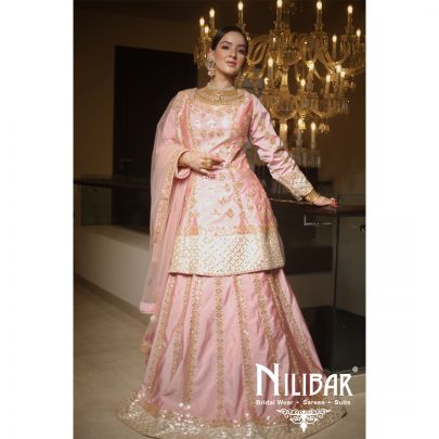 Pastel Pink Silk Bridal Lehenga