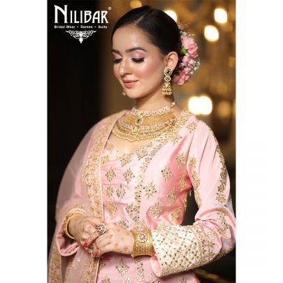 Pastel Pink Silk Bridal Lehenga