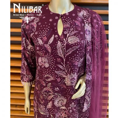 Wine Net Georgette Pant Suit