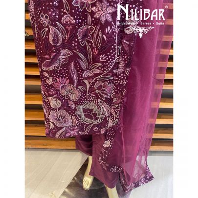 Wine Net Georgette Pant Suit