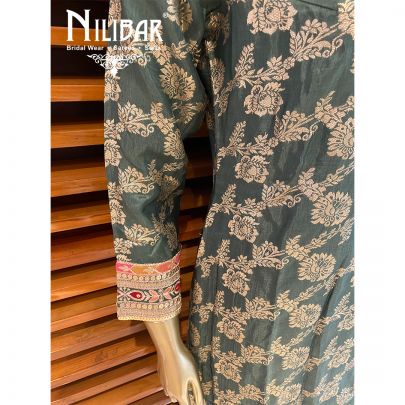 Green Silk Net Pant Suit