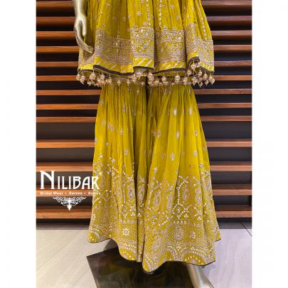 Apple Green Georgette Peplum Suit