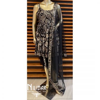 Black Georgette Net Dhoti Suit