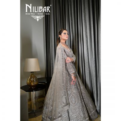 Silver Gray Net Lehenga