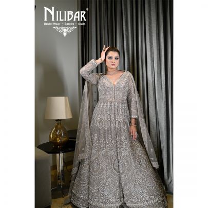 Silver Gray Net Lehenga