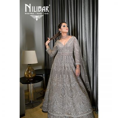 Silver Gray Net Lehenga