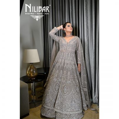 Silver Gray Net Lehenga