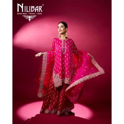 Rani Pink Satin Organza Palazzo