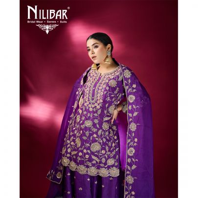 Purple Silk Palazzo Suit