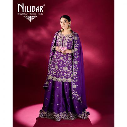 Purple Silk Palazzo Suit