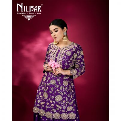 Purple Silk Palazzo Suit