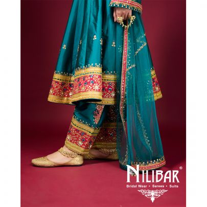 Bottle Green Silk Suit Set