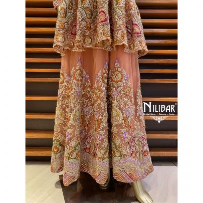 Peach Net Heavy Short Anarkali Suit