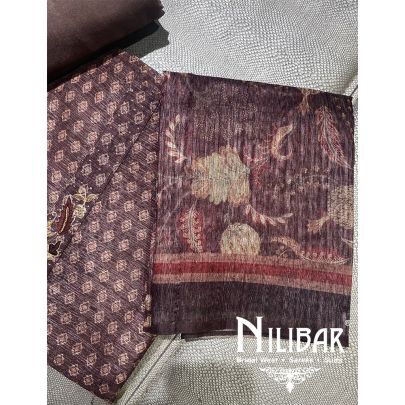 Brown Maheshwari Silk Unstitched Suit