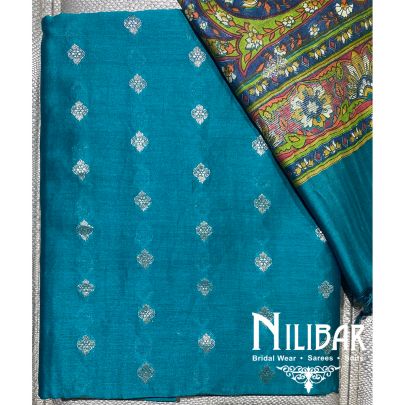 Rama Green Maheshwari Silk Unstitched Suit