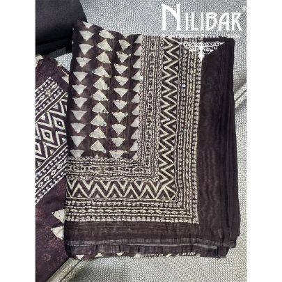 Brown Maheshwari Silk Unstitched Suit