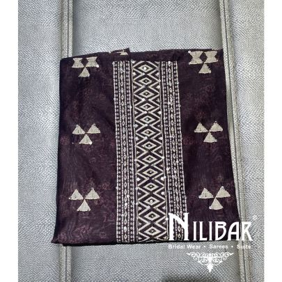Brown Maheshwari Silk Unstitched Suit