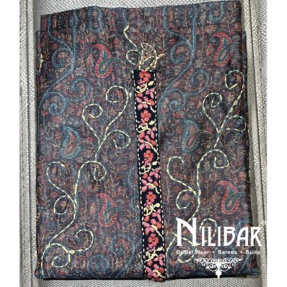 Gray Maheshwari Silk Unstitched Suit