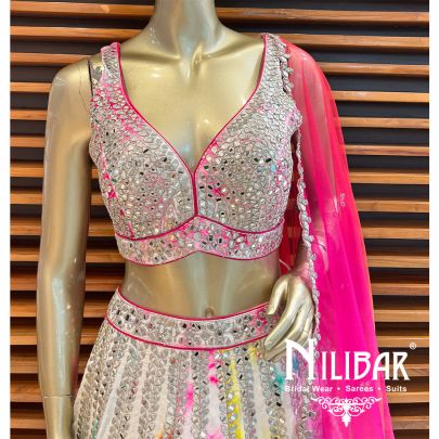 White Silk Tie & Dye Casual Lehenga