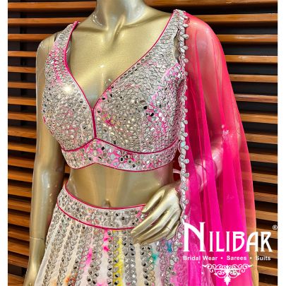 White Silk Tie & Dye Casual Lehenga