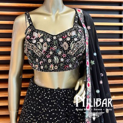 Black Georgette Casual Lehenga