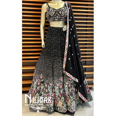 Black Georgette Casual Lehenga